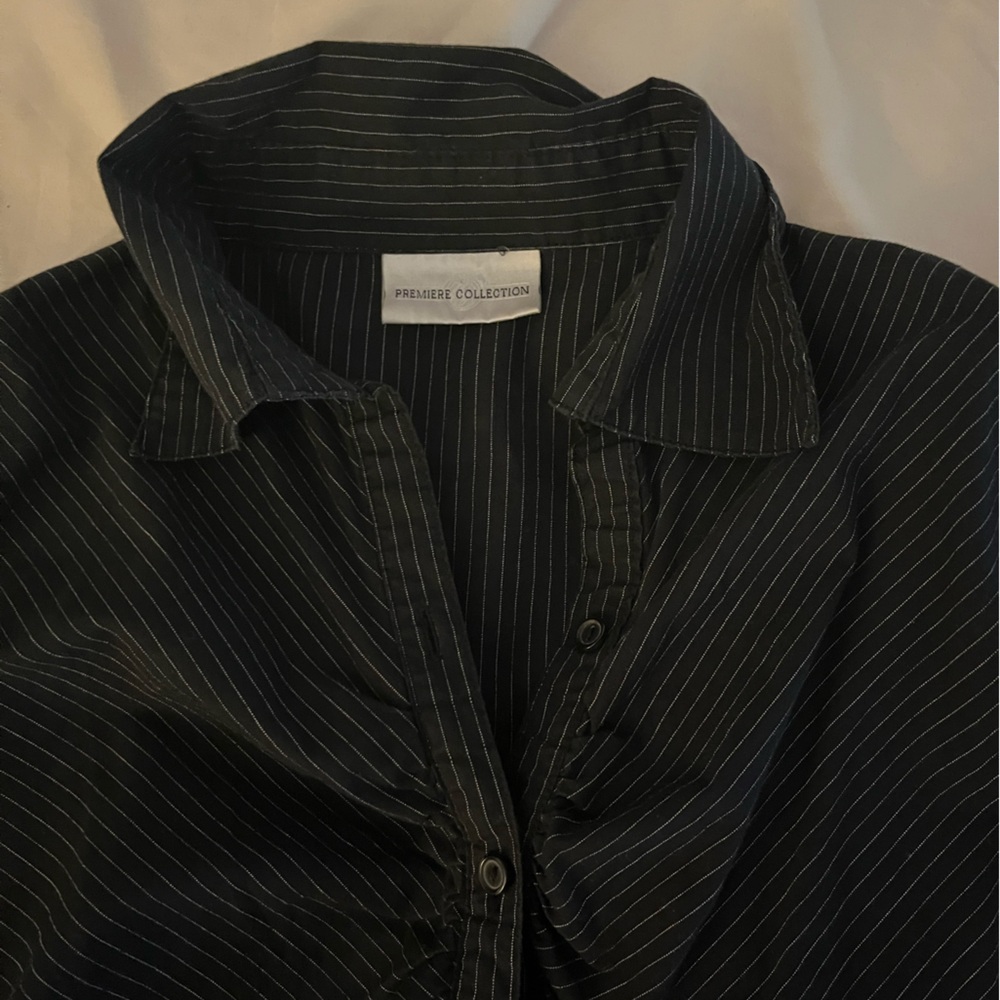 Black Striped Button-Up Shirt
